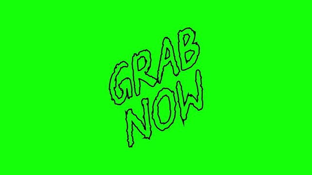 Animated grab now call to action button sign with hand drawn style for marketing and sales promo