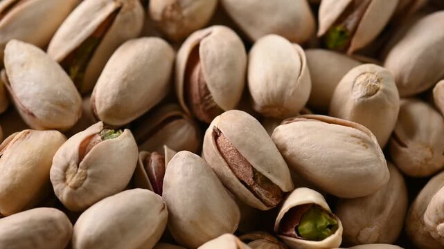 Rotating pistachio background close up texture video