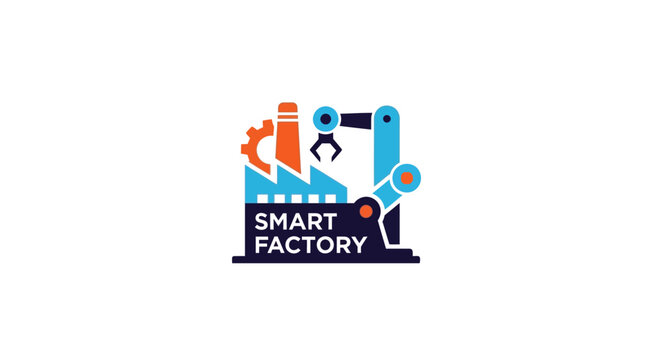 Smart factory industrial logo design.