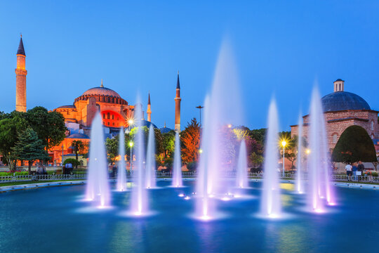 Istanbul, Turkey. Hagia Sophia Grand Mosque on Sultanahmet square.