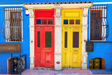 Fototapeta premium Istanbul, Turkey. Colourful doors in the historic center of Balat.