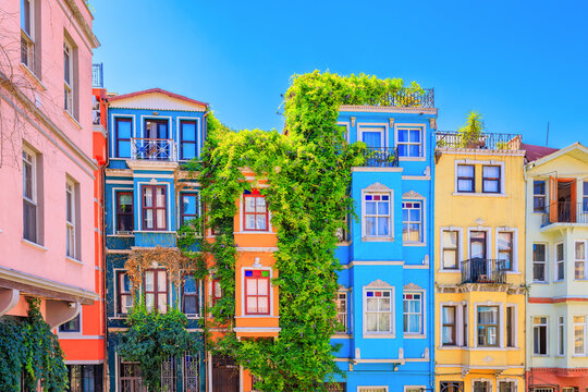 Istanbul, Turkey. Colourful houses in the historic center of Balat.