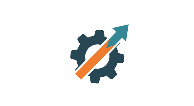 Gear icon with arrow symbolizing progress.