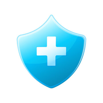 Medical Shield Icon. Healthcare Security and Protection Symbol. Vector illustration, isolated on white.