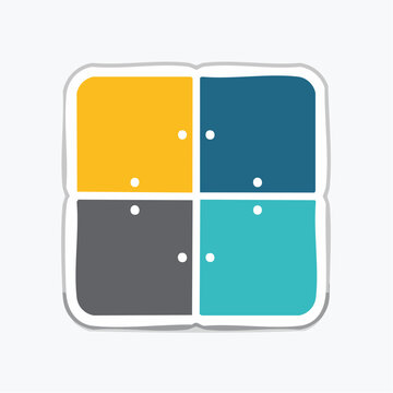 Four Square Grid with Different Colors and Dots