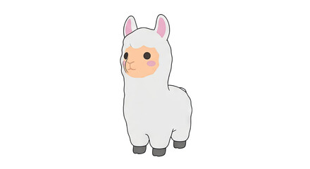 Fototapeta premium Cute Kawaii Alpaca Illustration