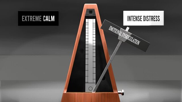 Emotional dysregulation cycles between extreme calm and intense distress. Visualizing a pattern of emotional dysregulation that swings between extremities: extreme calm and intense distress. Made by h
