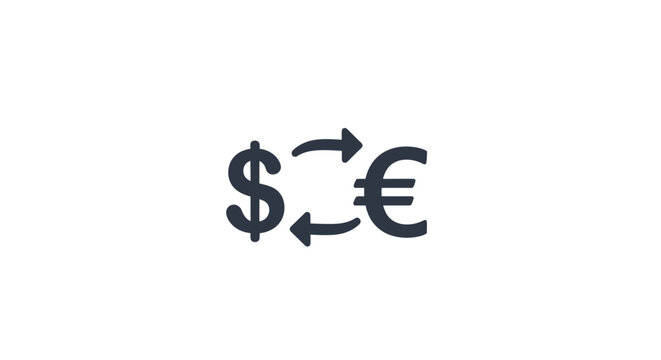 Currency exchange symbol with arrows.