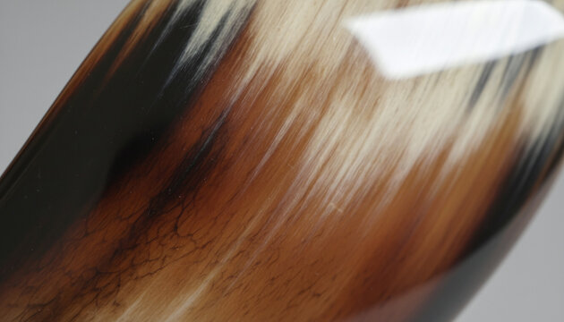 Polished genuine buffalo horn texture with caramel brown and black streaks