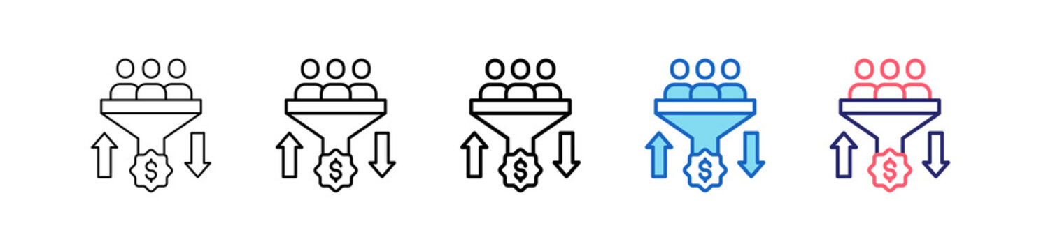 Conversion Rate Icon In 5 Different Styles Set Collection.   