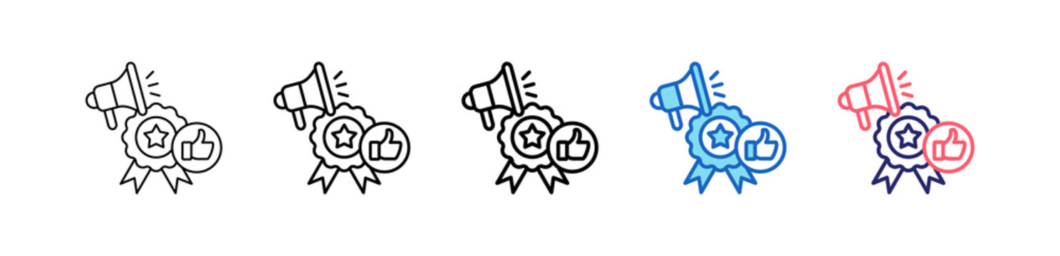 Brand Awareness Icon In 5 Different Styles Set Collection.   