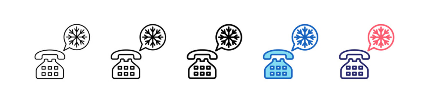 Cold Calling Icon In 5 Different Styles Set Collection.   