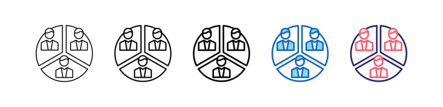 Segmentation Icon In 5 Different Styles Set Collection.   