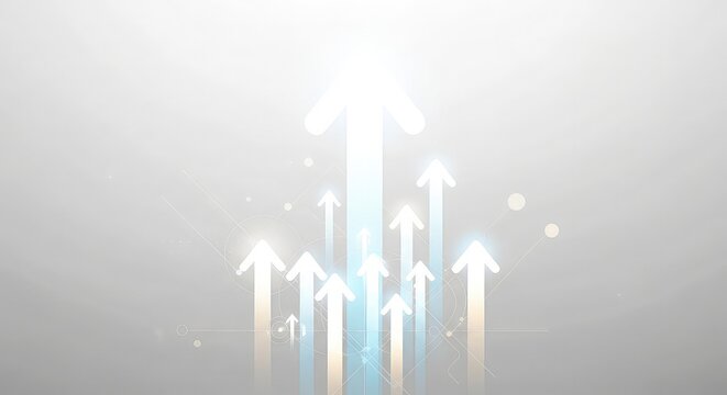 Growth and attraction concept with glowing arrows on clean background symbolizing success and progress