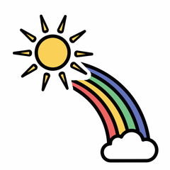 Fototapeta premium Colorful Rainbow and Sun Illustration 2.