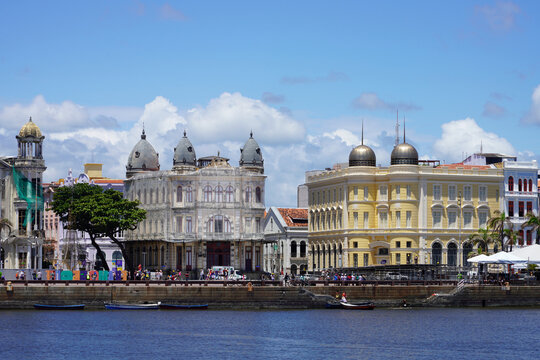 Historic Buildings at Marco Zero Square in Recife Antigo, Pernambuco, Brazil