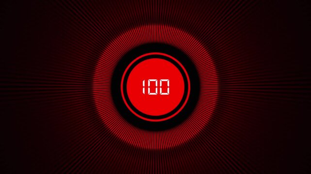 Abstract red and black circular digital interface with glowing ring and central icon, radial lines, futuristic tech background for alert, ai, cybersecurity or warning concept.