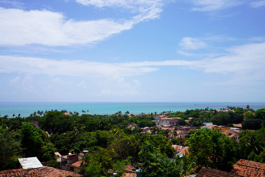Panoramic View of the Historic Town of Olinda with the Atlantic Ocean on Background, Brazil