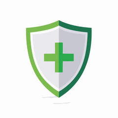 Fototapeta premium Green Shield with Plus Symbol