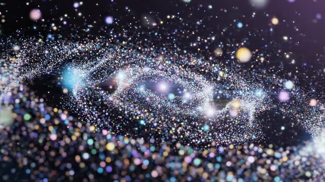 A breathtaking cosmic vista reveals a swirling galaxy teeming with luminous star clusters and nebulae, creating a vibrant, ethereal celestial spectacle of astronomical wonder filled with distant