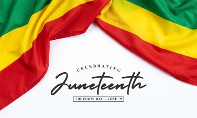 Artistic Representation of Juneteenth Celebration with Pan African Flag and Elegant Typography © Volks Graphic
