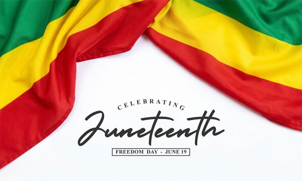 Artistic Representation of Juneteenth Celebration with Pan African Flag and Elegant Typography