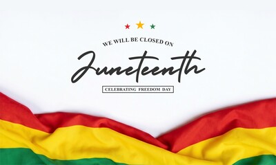 Obraz premium Artistic Script Juneteenth Celebration Freedom Day Text and Pan African Flag