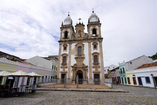 Baroque Facade of the Historic Saint Peter of Clerics Co-Cathedral in Recife, Brazil