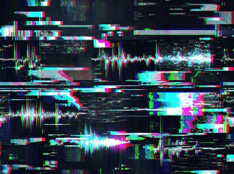 Futuristic RGB digital error background featuring pixel corruption, signal interference, and fragmented glitch patterns in a cyber security theme