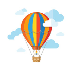 Obraz premium a hot air balloon with striped pattern and clouds