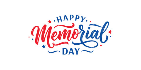 Happy memorial day greeting with patriotic red white and blue colors © Khadiza