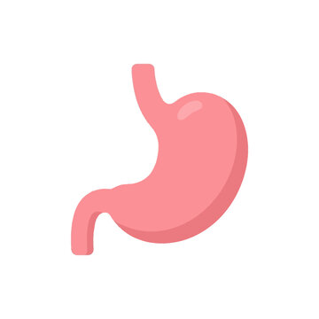 Simple pink stomach icon with curved organic shape