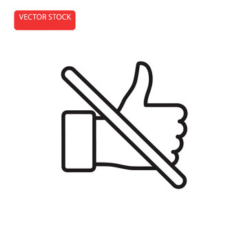 Thumb up icon with line through.