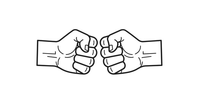 Two fists facing each other strongly 1.