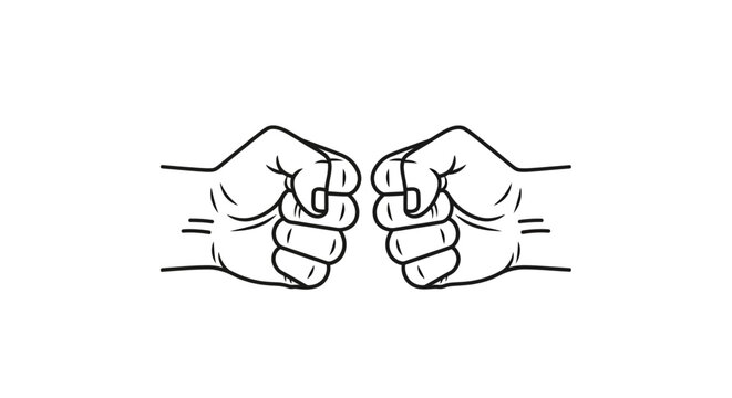 Two fists facing each other strongly.