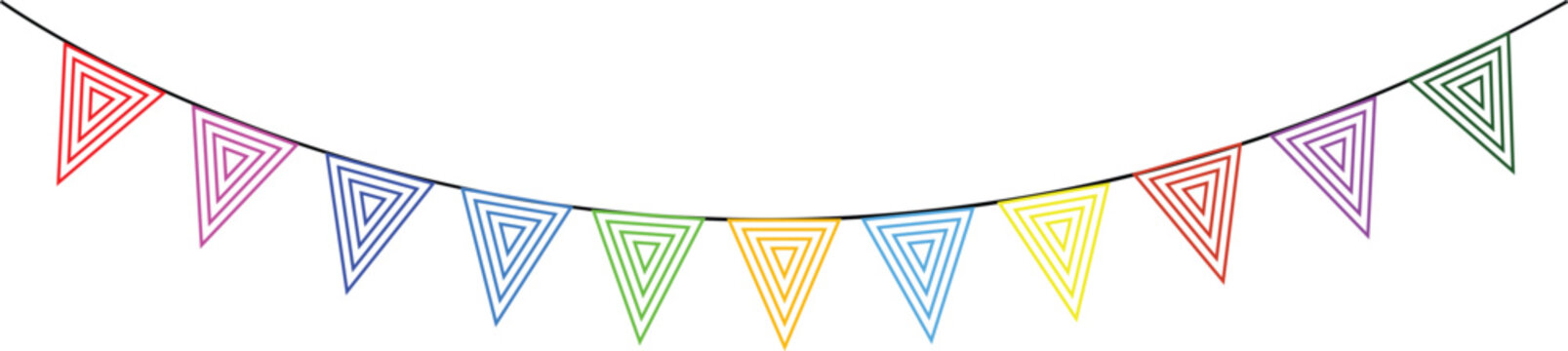 Colorful triangular bunting flags on a string
