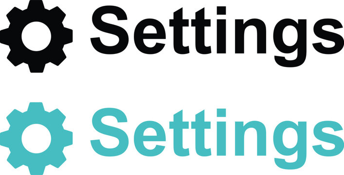 Settings icon and text on white background