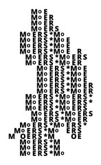 Typographic Map of the city Moers (Germany) with a pattern of capital letters that only show the name of the city © TipTopMap
