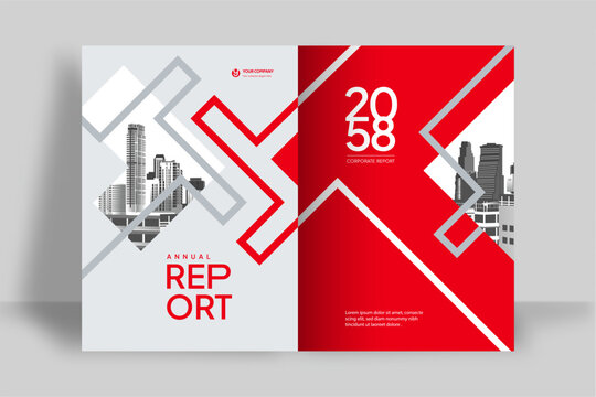 Business Report Cover Template &ndash; Red Geometric Layout (A4)