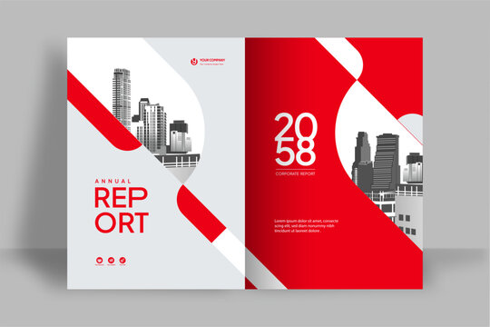 Business Report Cover Template &ndash; Red Geometric Layout (A4)