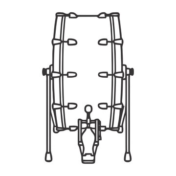 Bass drum vector illustration with drumsticks
