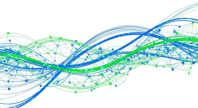 Network connections and data visualization.