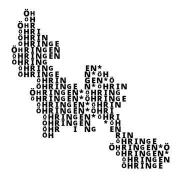 Typographic Map of the city Oehringen (Germany) with a pattern of capital letters that only show the name of the city