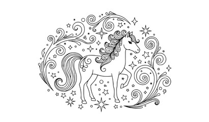 Running Horse Silhouette Pattern Vector Illustration in Black for Equestrian, Textile, Wallpaper, and Stock Designs © GaziAbdur