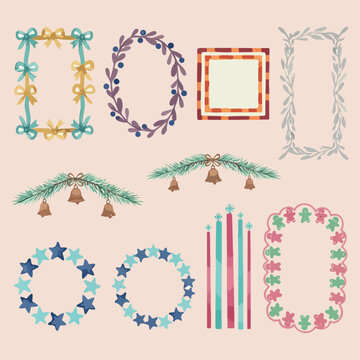 Hand drawn floral wreaths, colorful flower border set, whimsical botanical frames, spring garden wreath icons, feminine wedding stationary graphics, vibrant floral circle elements, rustic nature borde
