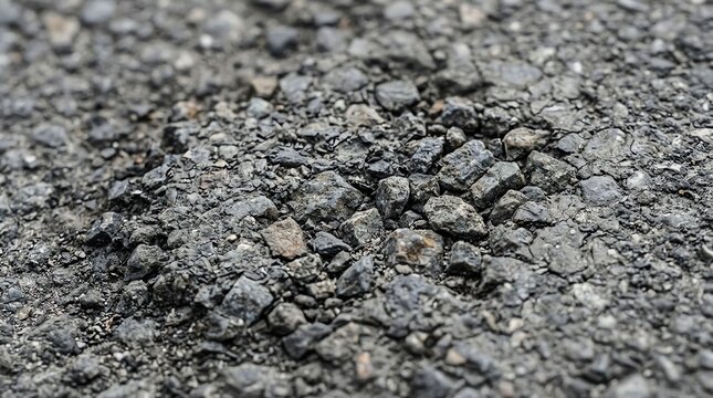 Close-up of a textured asphalt road surface showing cracks and roughness.