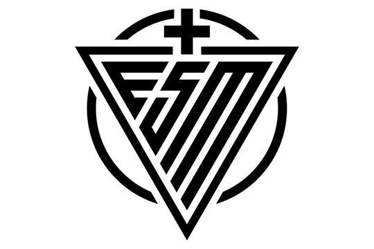 Black and white initial ESM , Christian religious symbol. vector logo