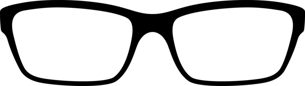 Eyeglasses silhouette with thick frames in black, a common symbol for sight and smartness
