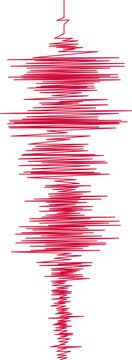 Seismogram graph showing fluctuating red lines representing seismic activity and earthquake tremor waves