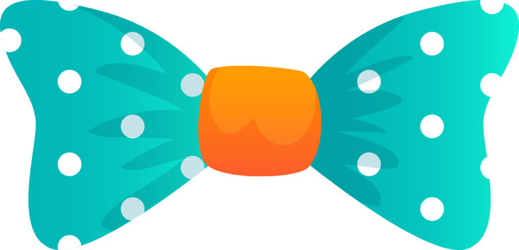 Turquoise bow tie with white polka dots and orange center creating stylish neckwear